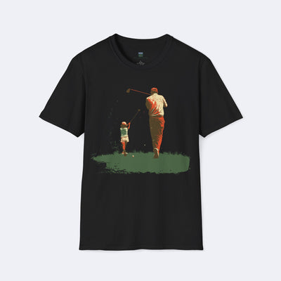 Father and Child Golf Swing Unisex Softstyle T-Shirt