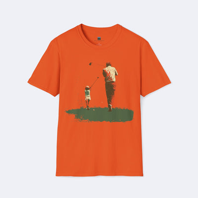 Father and Child Golf Swing Unisex Softstyle T-Shirt