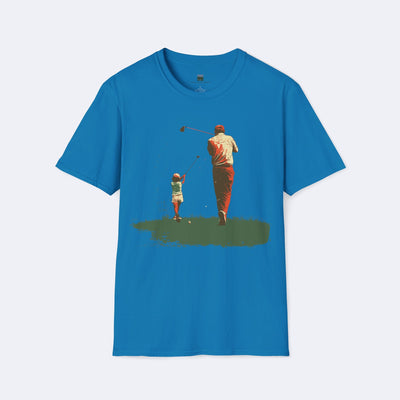 Father and Child Golf Swing Unisex Softstyle T-Shirt