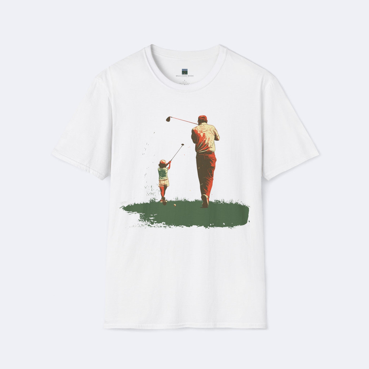 Father and Child Golf Swing Unisex Softstyle T-Shirt