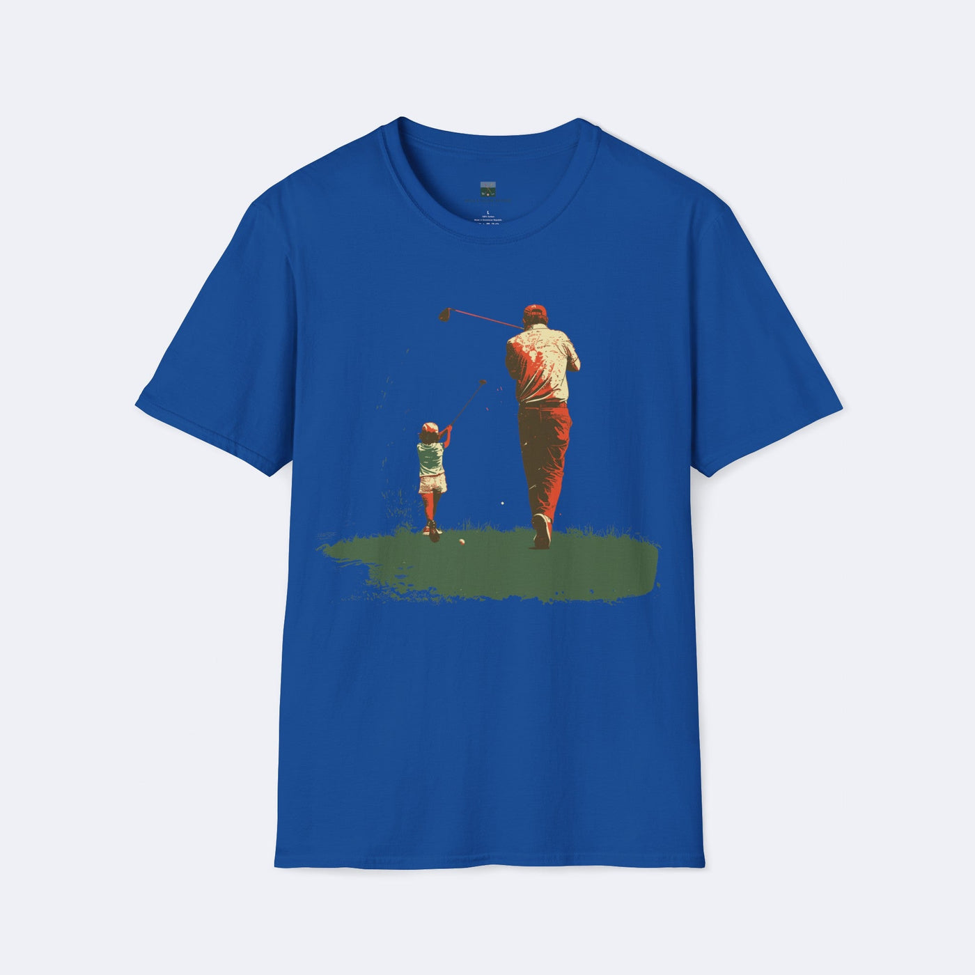 Father and Child Golf Swing Unisex Softstyle T-Shirt