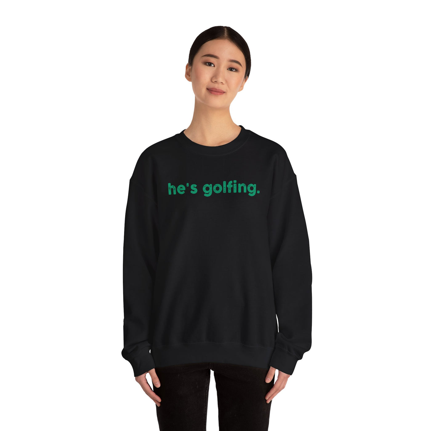 He's Golfing Unisex Heavy Blend™ Crewneck Sweatshirt - Perfect for Golf Lovers