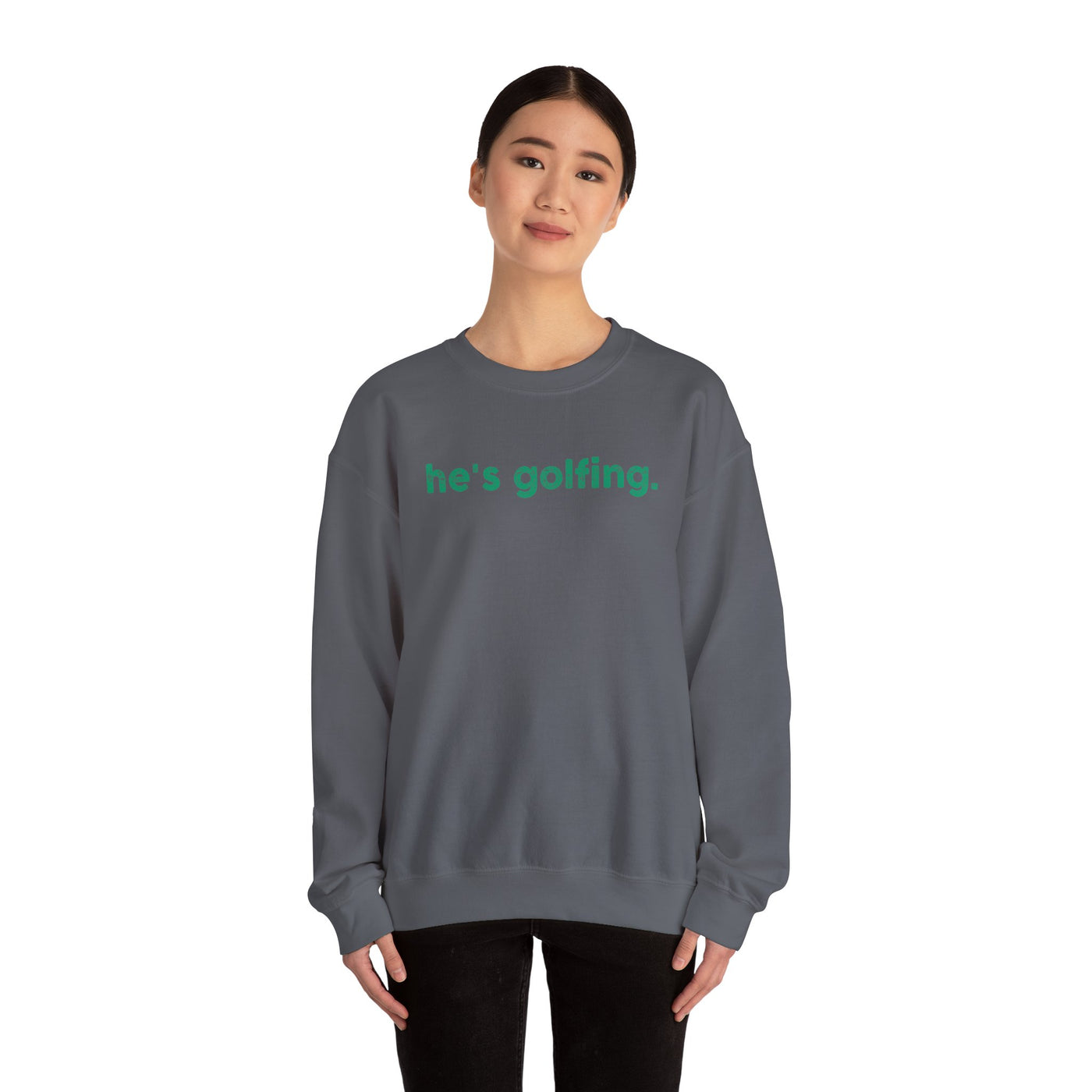 He's Golfing Unisex Heavy Blend™ Crewneck Sweatshirt - Perfect for Golf Lovers