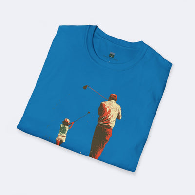 Father and Child Golf Swing Unisex Softstyle T-Shirt