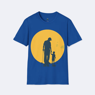 Father and Child Golf Silhouette Unisex Softstyle T-Shirt