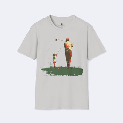 Father and Child Golf Swing Unisex Softstyle T-Shirt