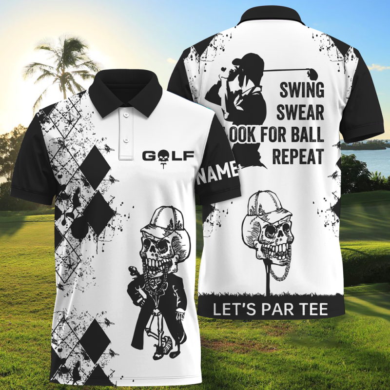 Let's Split the Balls - Skull Print Polo Shirt