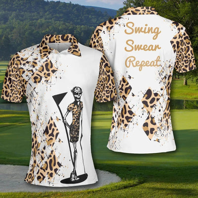 Golf Leopard Women Swing Swear Repeat Short Sleeve Woman Polo Shirt