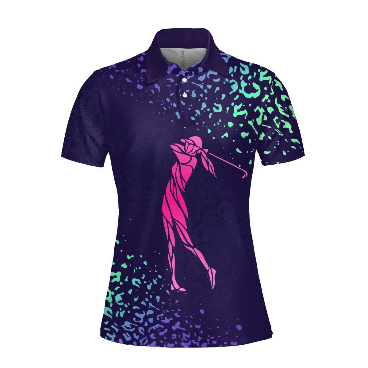 Mandala Gradient Women Golf Silhouette Leopard Woman Polo Shirt