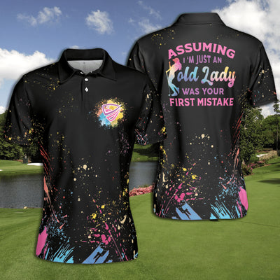 Golf Assuming I'm Just An Old Lady Was Your First Mistake Grandma Watercolor Paint Women Black Ver Short Sleeve Woman Polo Shirt