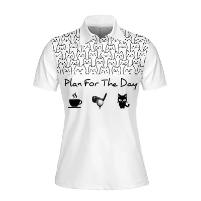 Plan For The Day Coffee Golf And Cat V2 Woman Polo Shirt