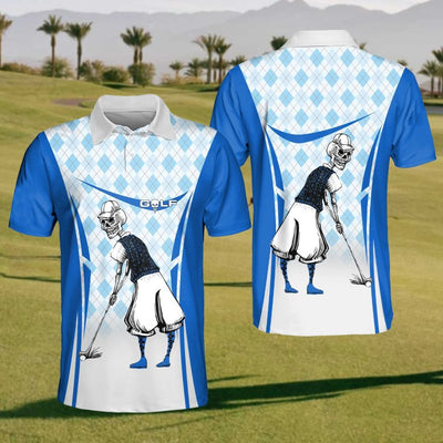 Men's Skull Playing Golf Polo Shirt