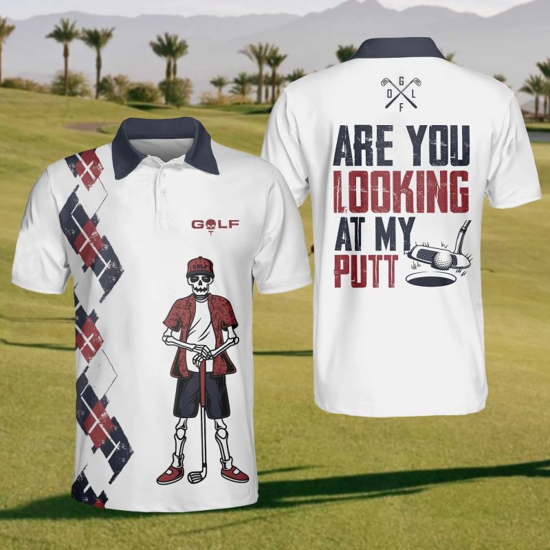Men's Skull Stand Up Golf Polo Shirt